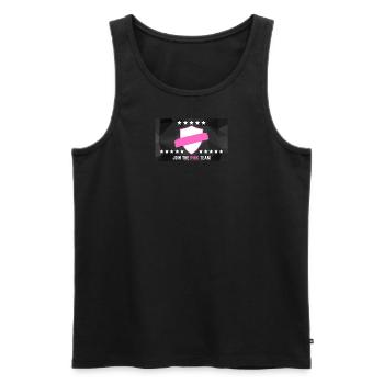 JOIN THE PINK TEAM - Männer Premium Bio Tank Top - Schwarz - Vorne - Michal (187cm)