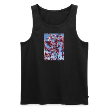 pink magnolia branches in spring - Men's Premium Organic Tank Top - black - Front - AI Model Male 178 light (178cm)