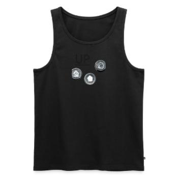 nach oben mit Handbetätigung - Männer Premium Bio Tank Top - Schwarz - Vorne - AI Model Male 178 light (178cm)
