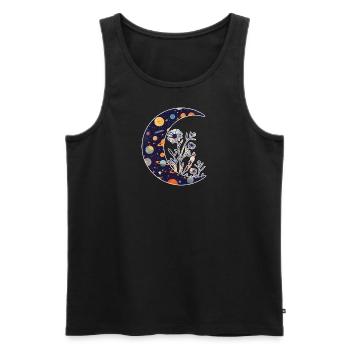 Space Universum Mond mit Blumen - Männer Premium Bio Tank Top - Schwarz - Vorne - AI Model Male 178 light (178cm)