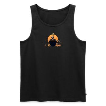 Minimalistisches Kaffeetassen-Design - Männer Premium Bio Tank Top - Schwarz - Vorne - AI Model Male 178 light (178cm)