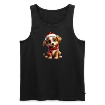 Christmas Paw: Cute Dog with Hat 2 - Men's Premium Organic Tank Top - black - Front - Michal (187cm)