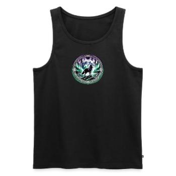 Mystischer Wolf Nordlichter Emblem - Viking - Männer Premium Bio Tank Top - Schwarz - Vorne - AI Model Male 178 light (178cm)