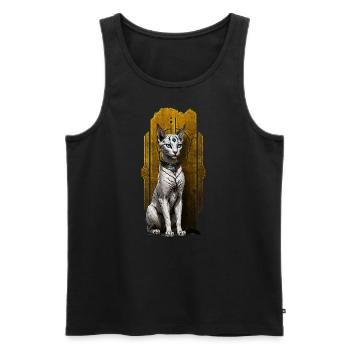 Bastets wachsame Majestät: Beschützerin des Göttlichen - Männer Premium Bio Tank Top - Schwarz - Vorne - AI Model Male 178 light (178cm)