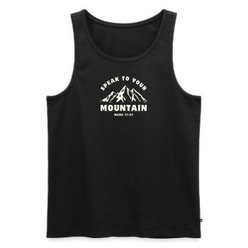 Speak to your Mountain / Faith moves Mountains - Men's Premium Organic Tank Top - black - Front - AI Model Male 178 light (178cm)