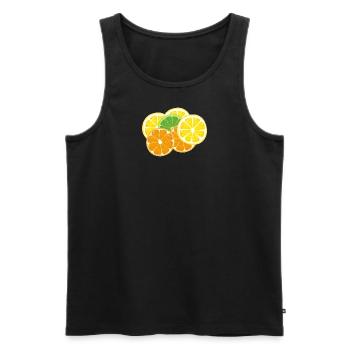Pressez votre journée - Fresh Citrus Design - Débardeur bio Premium Homme - noir - Devant - AI Model Male 178 light (178cm)