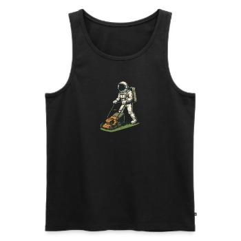 Astronaute tondant la pelouse - Débardeur bio Premium Homme - noir - Devant - Michal (187cm)