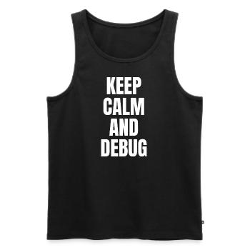 KEEP CALM AND DEBUG - Männer Premium Bio Tank Top - Schwarz - Vorne - AI Model Male 178 light (178cm)