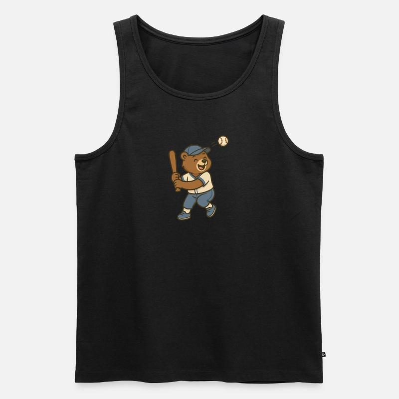 Baseball - Bär - Männer Premium Bio Tank Top - Schwarz