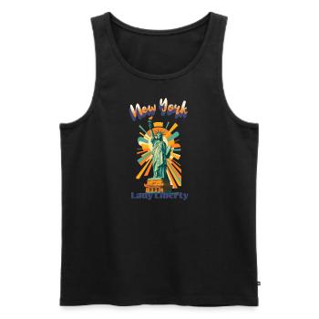 Dieses Motiv aus der Serie Urban Retro Dreams zeig - Männer Premium Bio Tank Top - Schwarz - Vorne - Michal (187cm)