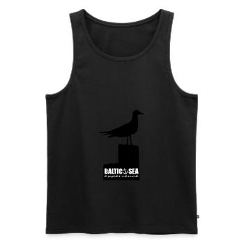 Seagull on stake / BALTIC SEA EXPERIENCE / Baltic Sea - Men's Premium Organic Tank Top - black - Front - AI Model Male 178 light (178cm)