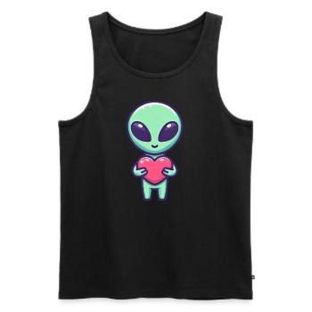 Extraterrestrial Love - In Love, Friendship and - Men's Premium Organic Tank Top - black - Front - AI Model Male 178 light (178cm)