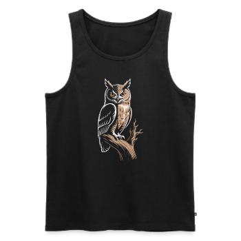 Eule Vogel Tier Natur - Männer Premium Bio Tank Top - Schwarz - Vorne - Michal (187cm)