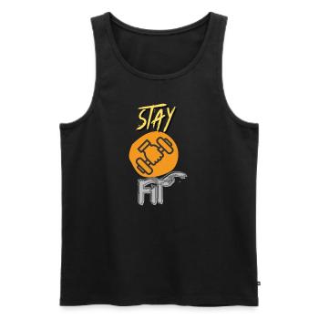 Restez en forme pour faire des séances d’entraînement de fitness sportif - Débardeur bio Premium Homme - noir - Devant - AI Model Male 178 light (178cm)
