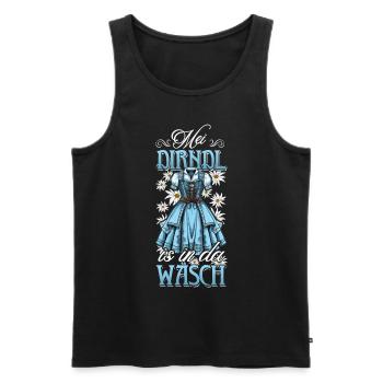 Mei Dirndl ist in der Wäsche Trachtenshirt Damen - Männer Premium Bio Tank Top - Schwarz - Vorne - Michal (187cm)