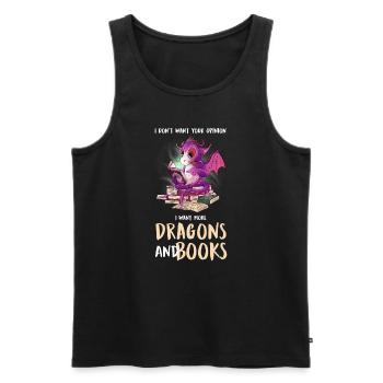 Drache Drache und Buch Drachenliebhaber Geschenk - Männer Premium Bio Tank Top - Schwarz - Vorne - Michal (187cm)