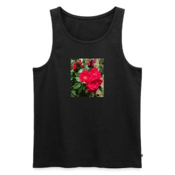 roses rouge avec ses feuilles - Débardeur bio Premium Homme - noir - Devant - Michal (187cm)