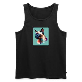 Multicolor Siamese Cat Portrait Sticker - Men's Premium Organic Tank Top - black - Front - Michal (187cm)
