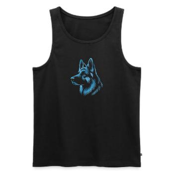 German Shepherd Head Blue - Men's Premium Organic Tank Top - black - Front - AI Model Male 178 light (178cm)