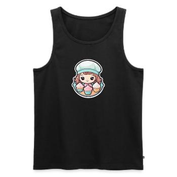 Cute baker girl with cupcakes - Men's Premium Organic Tank Top - black - Front - AI Model Male 178 light (178cm)