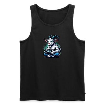 Gambling Goat with Gamepad Gamer - Men's Premium Organic Tank Top - black - Front - AI Model Male 178 light (178cm)