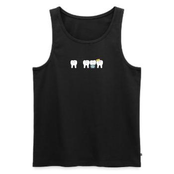 Prothèses dentaires heureuses - Débardeur bio Premium Homme - noir - Devant - AI Model Male 178 light (178cm)