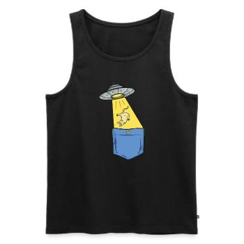 Alien - Raumschiff - Katze - Tasche - Brusttasche - Männer Premium Bio Tank Top - Schwarz - Vorne - AI Model Male 178 light (178cm)