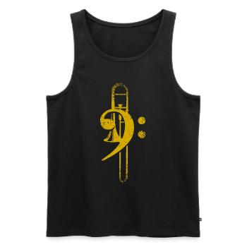 Trombone, clef, tromboniste, clef basse - Débardeur bio Premium Homme - noir - Devant - Michal (187cm)