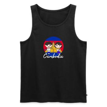 Temple du Cambodge Khmer Vintage drapeau je cadeau - Débardeur bio Premium Homme - noir - Devant - Michal (187cm)