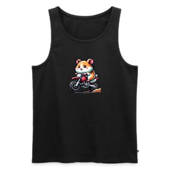 Cute Hamster Enduro Motocross Fan - Men's Premium Organic Tank Top - black - Front - Michal (187cm)