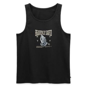 Heavenly Saved Faith Praying Jesus Christ - Men's Premium Organic Tank Top - black - Front - AI Model Male 178 light (178cm)