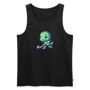 Équipe de joueurs de hockey dinosaure mignon Dino - Débardeur bio Premium Homme - noir - Devant - Michal (187cm)