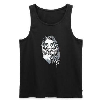 Schöne Frau mit Gasmaske - Rave - Männer Premium Bio Tank Top - Schwarz - Vorne - Michal (187cm)