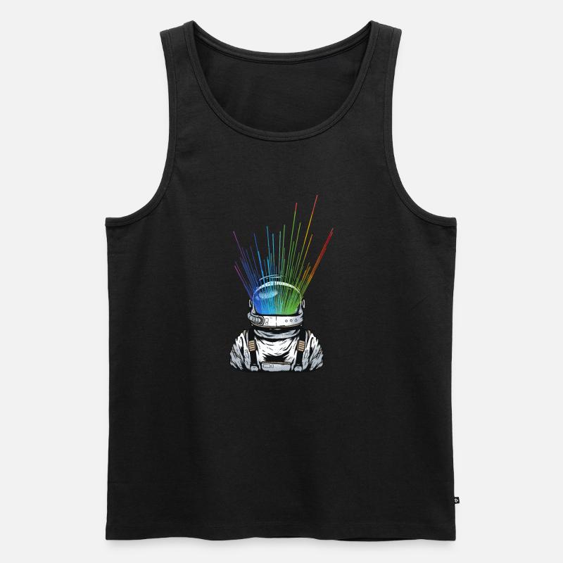 Space Light Astronaut - Regenbogen Strahlen - Männer Premium Bio Tank Top - Schwarz