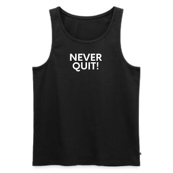 NEVER QUIT - Männer Premium Bio Tank Top - Schwarz - Vorne - AI Model Male 178 light (178cm)