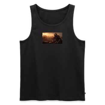 Robot squelette dans Sunset : Apocalyptic - Débardeur bio Premium Homme - noir - Devant - AI Model Male 178 light (178cm)