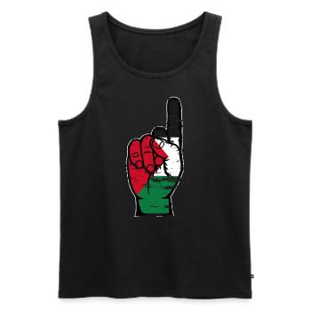 Drapeau de la Palestine numéro 1 utilisé - Débardeur bio Premium Homme - noir - Devant - AI Model Male 178 light (178cm)