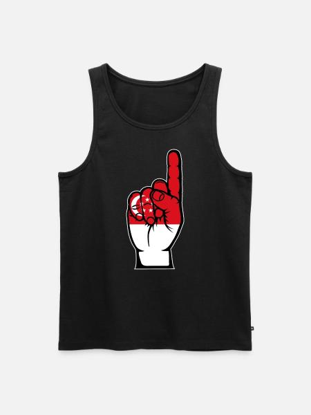Singapur Flagge Nummer 1 - Männer Premium Bio Tank Top - Schwarz