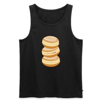 Three carnival donuts with powdered sugar & jam - Men's Premium Organic Tank Top - black - Front - AI Model Male 178 light (178cm)