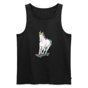 Einhorn Skater Skateboard - Männer Premium Bio Tank Top - Schwarz - Vorne - AI Model Male 178 light (178cm)