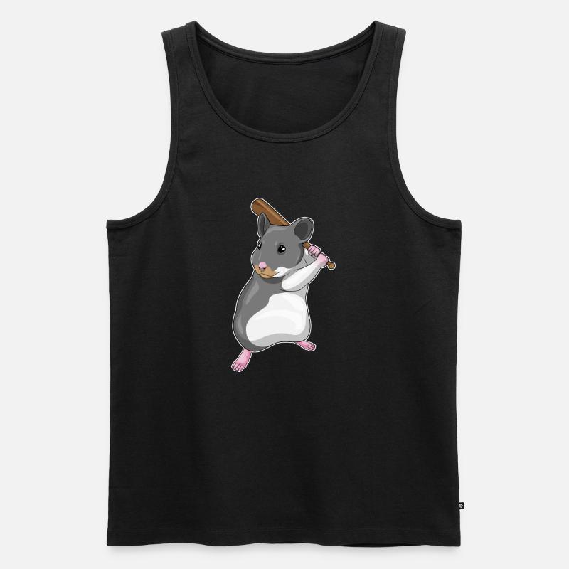Hamster Baseball Baseballschläger - Männer Premium Bio Tank Top - Schwarz