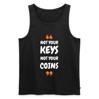 Bitcoin 2025 Security - Not Your Keys Not Your Coi - Men's Premium Organic Tank Top - black - Front - AI Model Male 178 light (178cm)