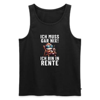 Ich muss gar nix! ich bin in Rente Faultier - Männer Premium Bio Tank Top - Schwarz - Vorne - Michal (187cm)