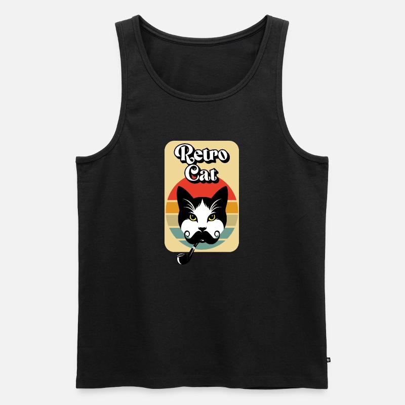 Retro-Katze - Männer Premium Bio Tank Top - Schwarz