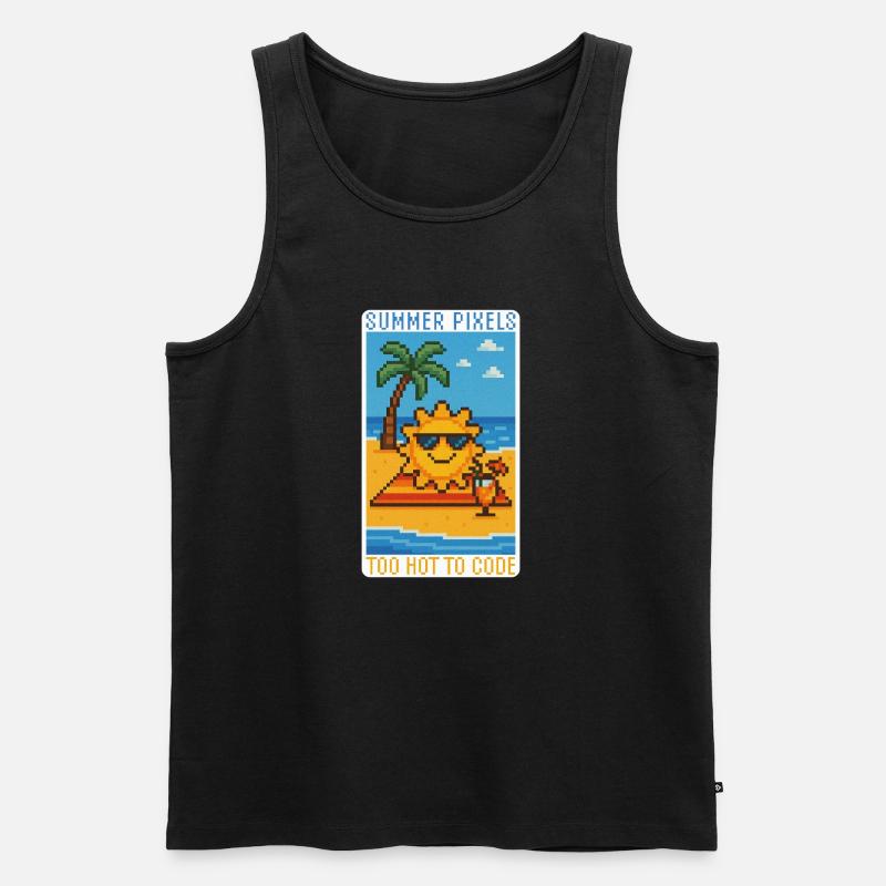 Sunny Pixels & Chill - Männer Premium Bio Tank Top - Schwarz
