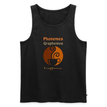 Phonemes Graphemes Caffeine Coffee Lover Teacher - Men's Premium Organic Tank Top - black - Front - AI Model Male 178 light (178cm)