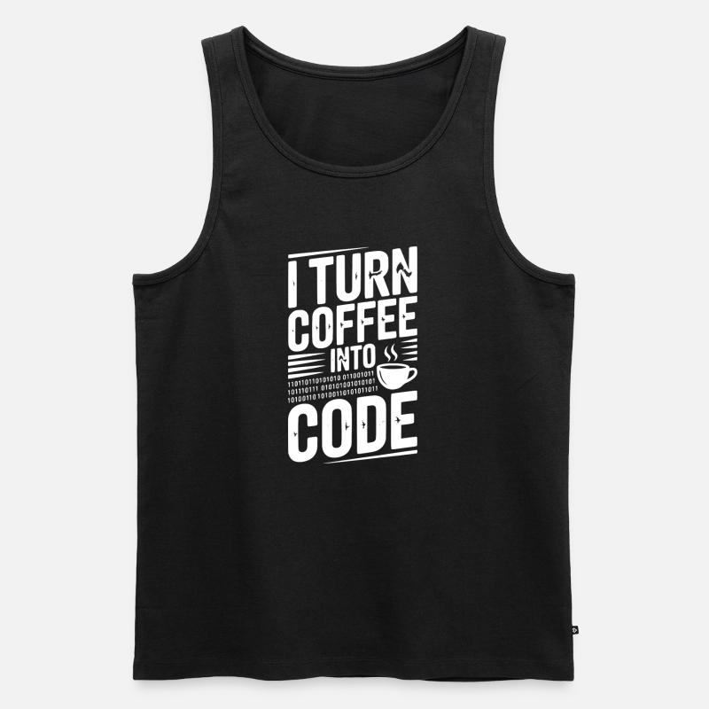 I Turn Coffee Into Code - Men's Premium Organic Tank Top - black