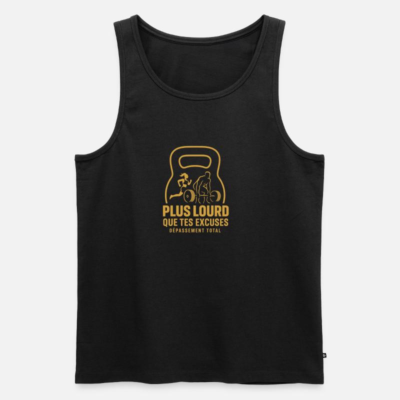 Schwerer als deine Ausreden – Kettlebell Motivation - Männer Premium Bio Tank Top - Schwarz