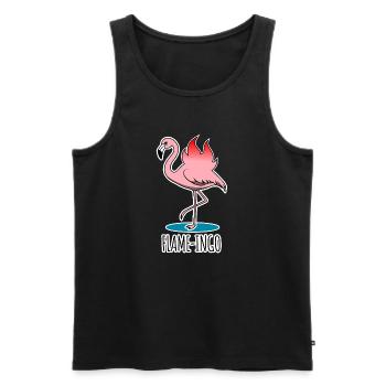 Flame-Ingo - ein flammender Flamingo - Männer Premium Bio Tank Top - Schwarz - Vorne - AI Model Male 178 light (178cm)