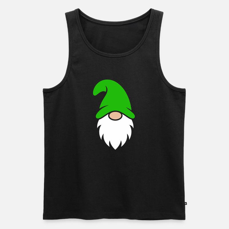 Gartenzwerg mit leuchtend grünem Hut - Männer Premium Bio Tank Top - Schwarz